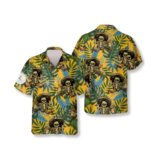 Discover The Day Of The Dead Tropical Skull Hawaiian Shirt