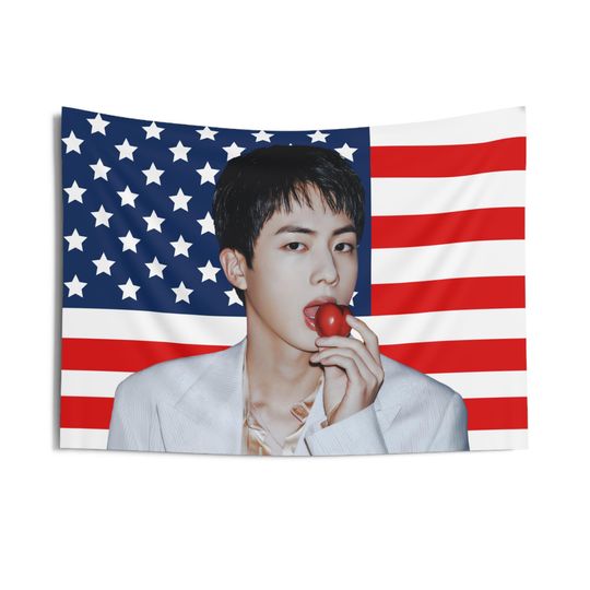 Discover Bangtan Jin in White Suit American  Tapestry
