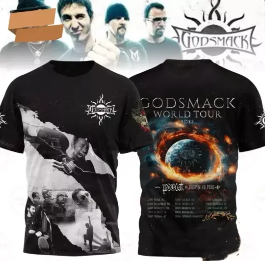 Discover Godsmack World Tour 2025 AOP 3D T-Shirt