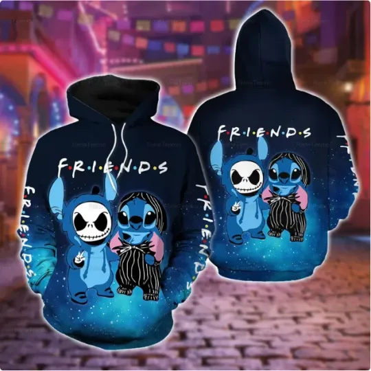 Discover Jackk Skellingtonn And Stitchh 3D HOODIE HALLOWEEN GIFT CHRISTMAS GIFT