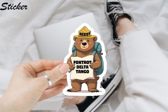 Discover Resist Bear Foxtrot Delta Tango Sticker, Anti Maga Anti Gop Project 25 Stickers