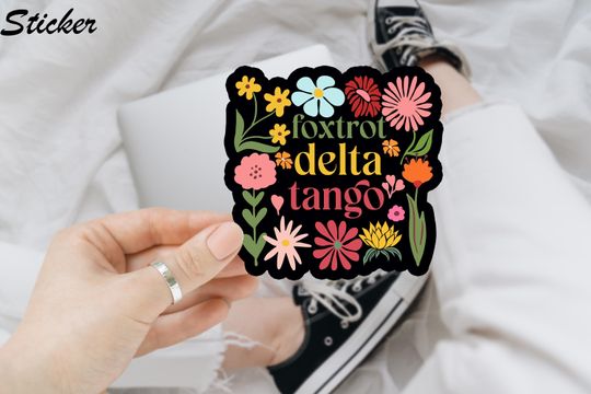 Discover Foxtrots Deltas Tangos Boho Floral Anti Trump Sticker, Subtle FDT Sticker