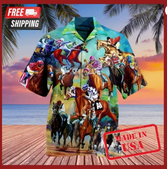 Discover Kentucky ?Derby Horse Racing AOP Hawaiian Shirt Men Casual Equestrian 2024 Shirt