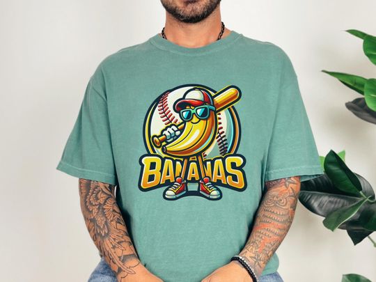 Discover Lets Go Bananas Baseball Tee, Sports Team Mascot Shirt