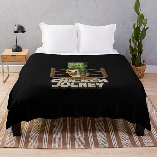 Discover Chicken Jockey Funny Throw Blanket