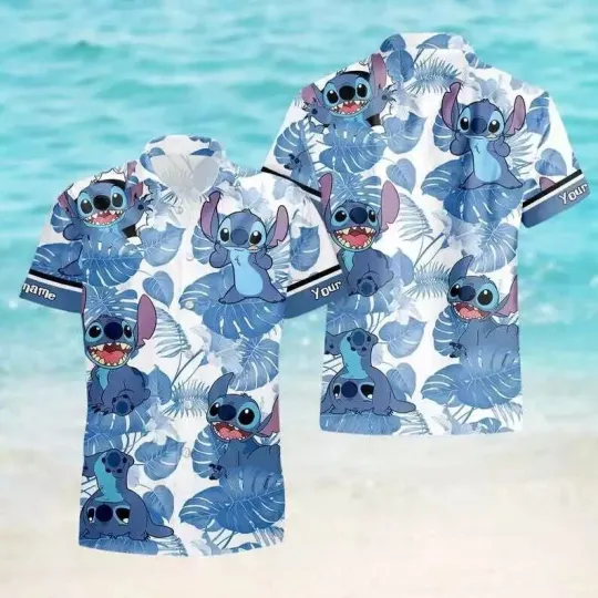 Discover Personalized Cute Stitchh Aloha Hawaii Tropical Leaves Summer Hawaiian Shirt