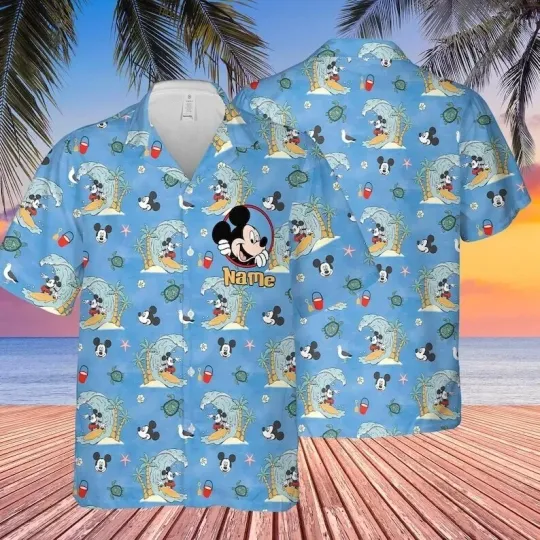 Discover Personalized Funny Mickeyy mouse Surfing Summer Beach Vacation Hawaiian Shirt