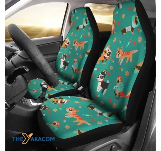 Discover Veterianary Animal Cartoon Pattern  Front Car Seat Cover