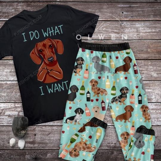 Discover Dachshund Dog Holiday Pajamas Set, Cute Dachshund Christmas Pajamas Set