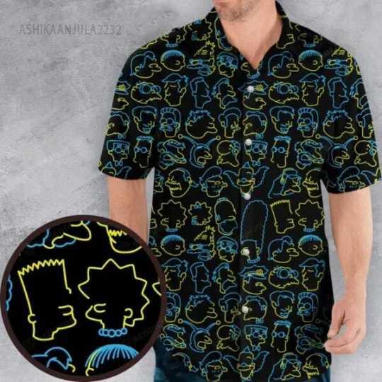 Discover Perfectly Cromulent The Simpson Pattern Hawaiian Shirt, Special Simpsons Gifts