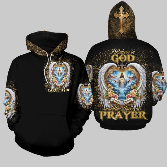 Discover I Believe in God and The Power of Prayer - Personalized Christian Hoodie and Leggings