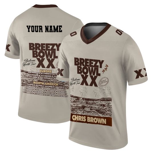 Discover Custom Name Chris Brown Breezy Tour 2025 Black Football Jersey
