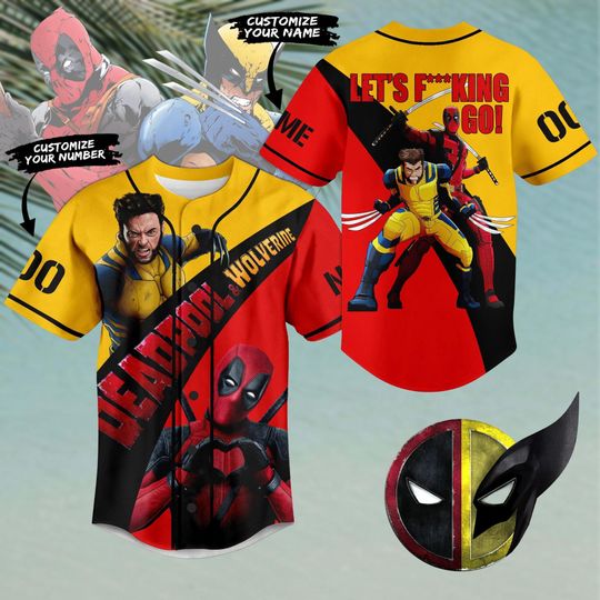 Discover Personalized Deadpooll & Wolverine Baseball Jersey, Deadpooll 3 Movie T-Shirt