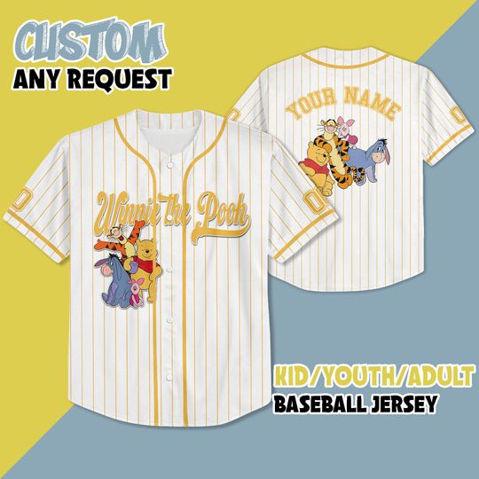 Discover Custom winniee the poohh Baseball Jersey, Birthday Gifts