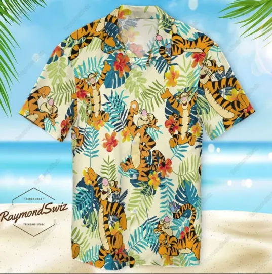 Discover Tiger Button 3D HAWAII SHIRT Halloween Gift