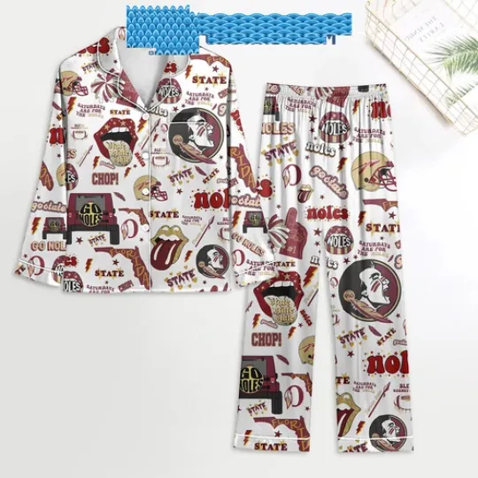 Discover Fl0r-id@ St@t3 S3m-in0l3s Go Noles Satin Pajamas Set Wh-it3 Version