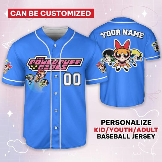 Discover Personalize Powerpuff Girl Action Baseball Jersey