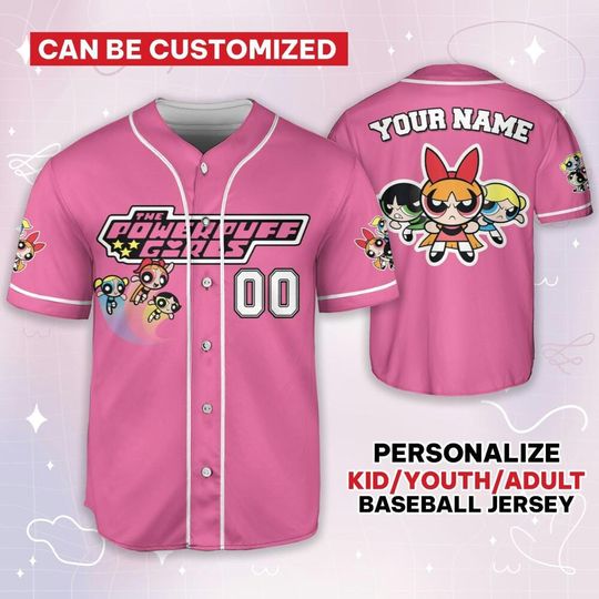Discover Personalize Powerpuff Girl Action Baseball Jersey