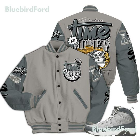 Discover Cool Grey 9s Varsity Jacket, Time Is Money Baseball Jacket
