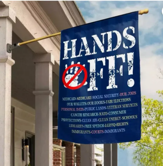 Discover Hands Off FDT DOGE Democrat Anti Trump Fight Oligarchy HOUSE FLAG GARDEN FLAG