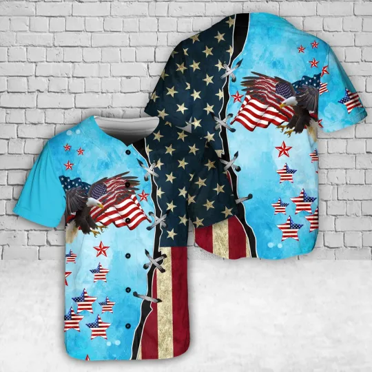 Discover American Flag Eagle 4th Of July Baseball Jersey