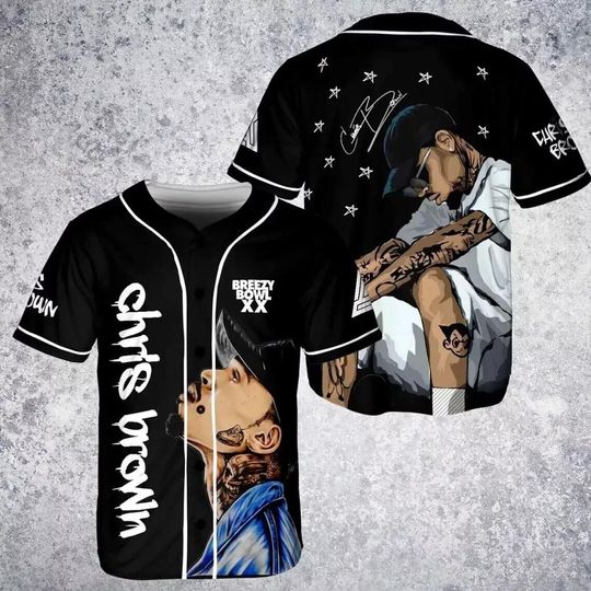 Discover CB Baseball Jersey, Chris Brown 2025 Tour Fan Shirt Breezy Tour 2025 Baseball Jersey