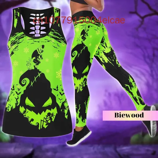 Discover New Oogiee Boogiee Women's Hollow Vest + Women's Leggings Yoga Suit