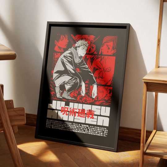 Discover Jujutsu Satoru Yuji Itadori Poster Anime Wall Print Minimalist Painting