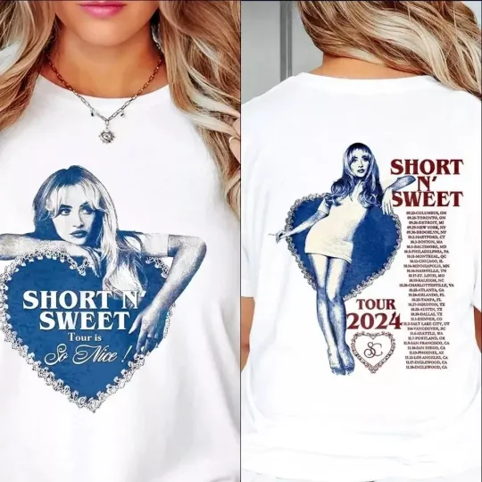 Discover NEW!!! 2024 Sabrina Carpenter Short N Sweet Tour Double Side T-Shirt