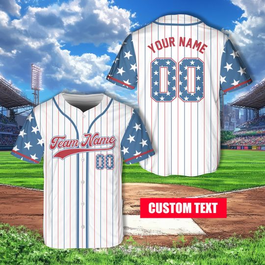 Discover Personalized Name Number 4th Of July Baseball Jersey, Custom USA Baseball Jersey