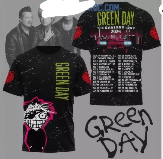 Discover The Saviours Tour 2024 Of Green Day Band Celebration 3D T Shirt
