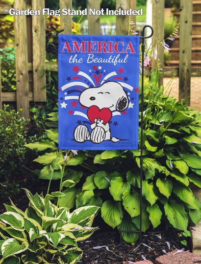 Discover America the Beautiful Snoopy Garden Flag, Outdoor Decor