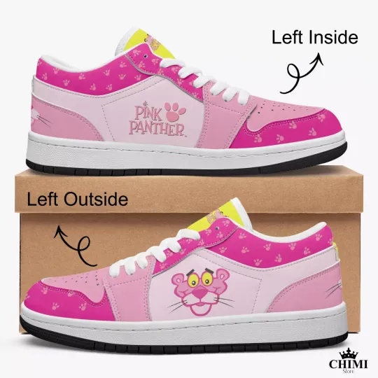 Discover Custom Pink Panther Low Top Leather Sneakers Comic Book Collectible Sneaker
