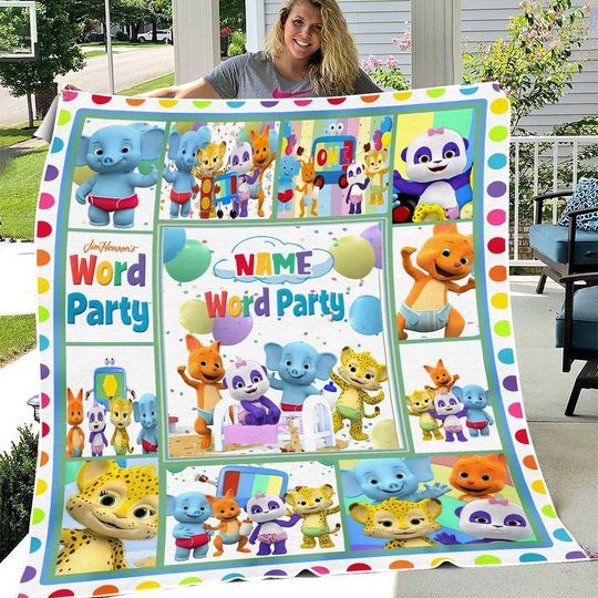 Discover Personalized Word Party Blanket, Custom Name Word Party Fleece Blanket, Blanket For Kids, Birthday Gift