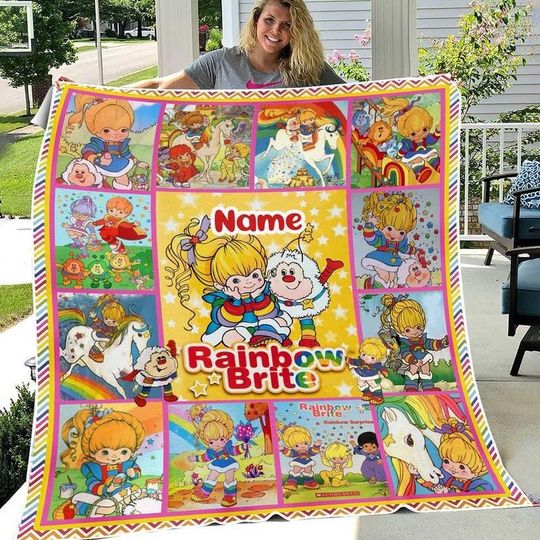 Discover Custom Name Rainbow Brite Fleece Blanket, Carton Birthday Gift, Birthday Gifts For Kids