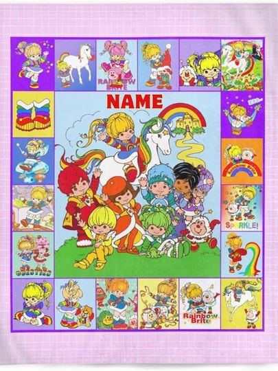 Discover Personalized Rainbow Brite Bkanket, Custom Name Rainbow Fleece Blanket, Birthday Gift