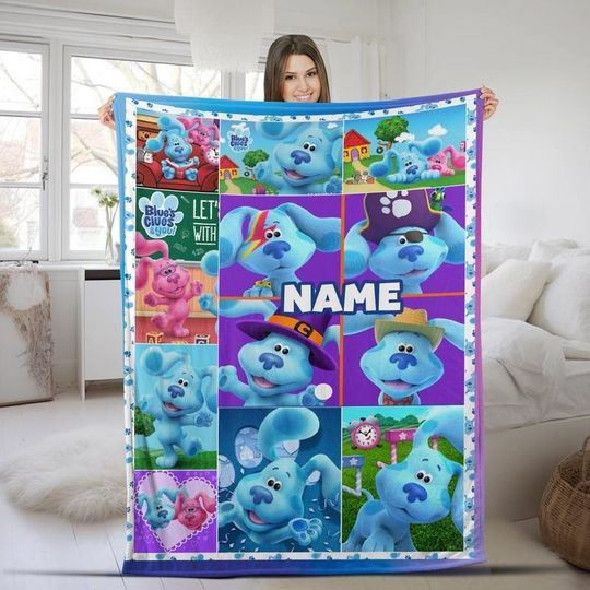 Discover Kids Personalized Name Blues Clues Blanket, Blues Clues Custom Name Blanket, Custom Baby Blanket, Birthday Blanket