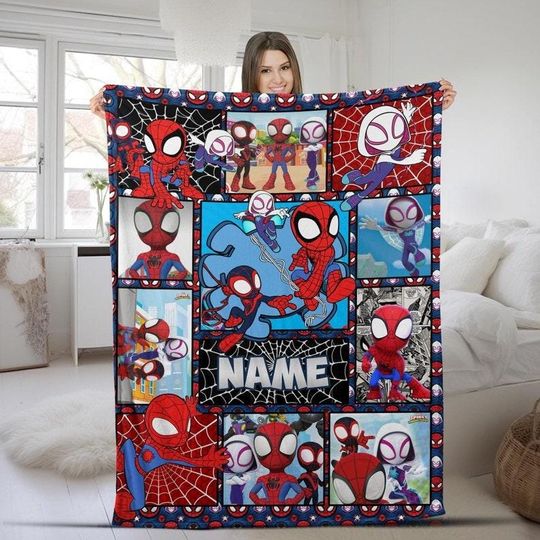 Discover Personalized Spidey and His Amazing Friends Blanket, Custom Name Blanket For Kids, Spidey Birthday Gift