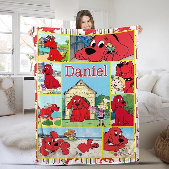 Discover Personalized Name Clifford The Big Red Dog Blanket, Custom Name Clifford Blanket
