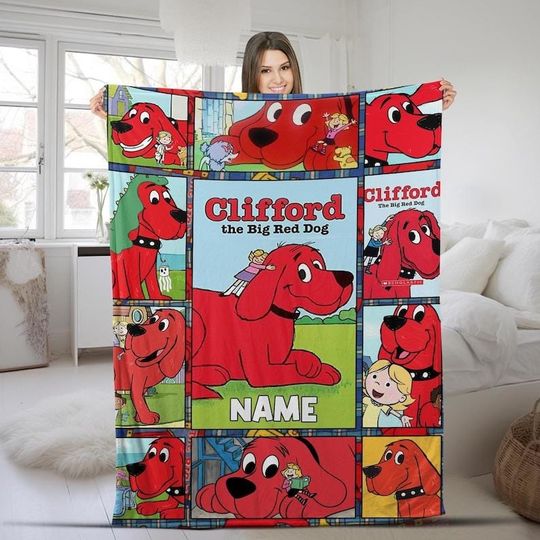Discover Kids Personalized Clifford The Big Red Dog Blanket, Custom Name Clifford Blanket, Clifford Dog Birthday  Gift