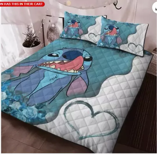 Discover Cute Stitchh Lick Funny Mood Love Stitchh And Lilo Quilt 3D Bedding Set