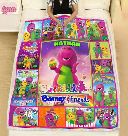 Discover Personalized Barney and Friends Fleece Blanket, Custom Name Blanket, Baby Gift
