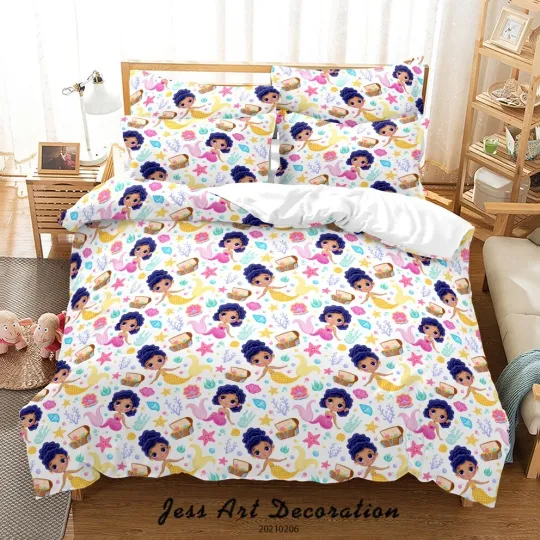 Discover 3D Cartoon Mermaid Seabed Pattern Quilt Cover Set Bedding Sets