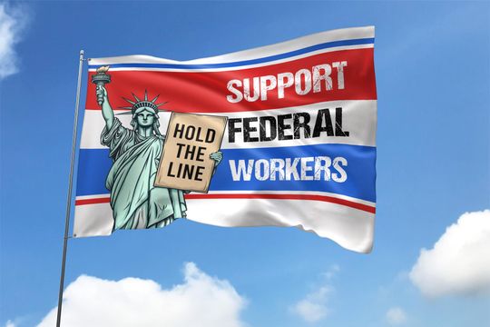 Discover Support Federal Workers House Flag, Resist Hate House Flag