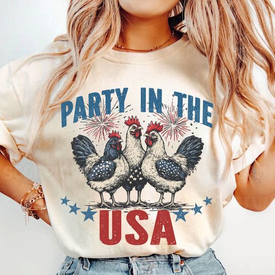 Discover Patriotic Rooster Shirt, Party in the USA, 4th of July Rooster Shirt