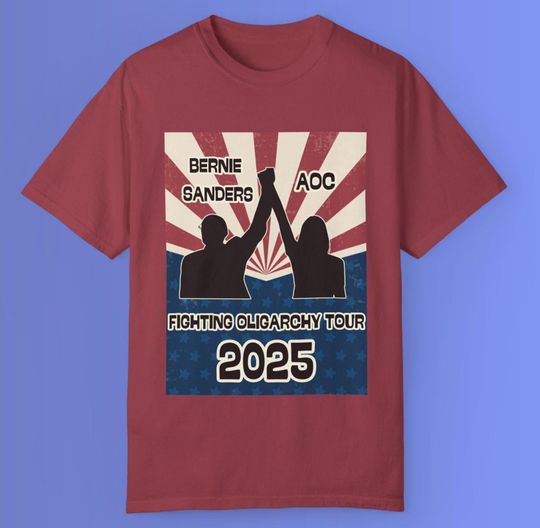 Discover Bernie Sanders AOC Fighting Oligarchy Tour T-Shirt, Social Justice Shirt