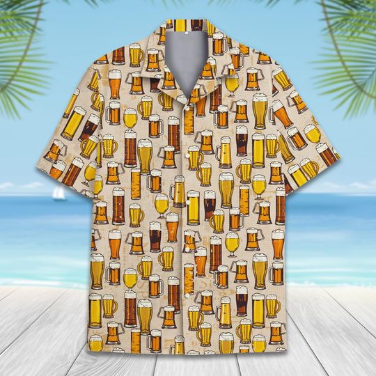 Discover Beer Hawaiian Shirt For Men Women, Funny Beer Glass Shirt Button-Up, Summer Shirt