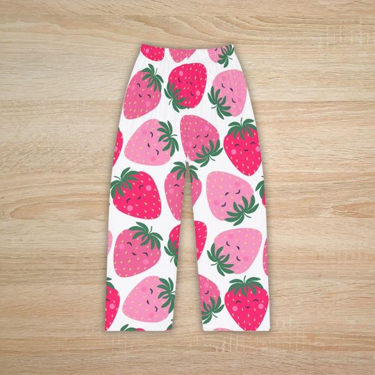 Discover Strawberry Pajama Pants for Her, Funny Pajamas Strawberries Print Matching