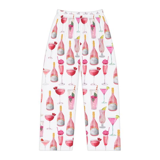 Discover Cocktail Pajamas Pink Champagne Pajama Pants with Champagne Bottles