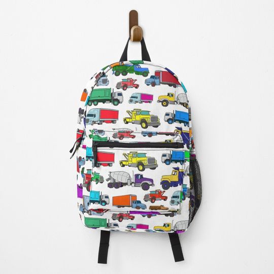 Discover Cartoon-style Truck Illustrations Backpack